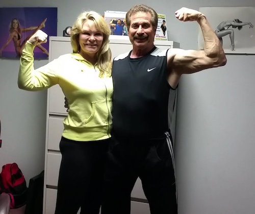 Cathy Lee Crosby visits Dr. Fitness USA at Body Design Formula studio in Los Angeles, CA